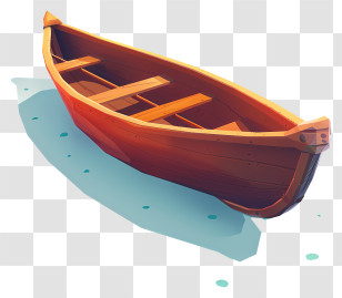 Canoe - Wooden Rowboat In Calm Water Transparent PNG