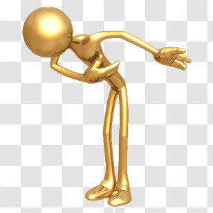 Stick Figure - Golden Figure Bowing Elegantly Transparent PNG