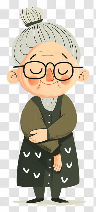 Old Woman - Cartoon Illustration Of A Grandmother Transparent PNG
