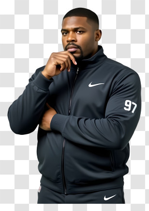 Kenny Clark - Man In Nike Tracksuit Thinking Transparent PNG
