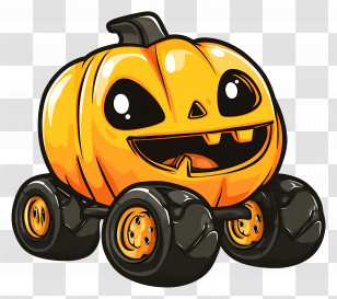 Halloween Monster Truck - Pumpkin Car With Happy Face Transparent PNG