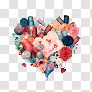 I Love Yarn Day - Heart Made Of Colorful Yarn Transparent PNG