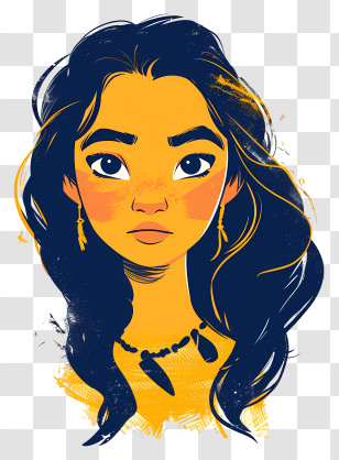 Piercing Eyes - Illustrated Portrait Of A Girl Transparent PNG