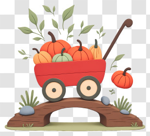 Pumpkin Wagon - Pumpkin Wagon Crossing A Little Bridge Transparent PNG