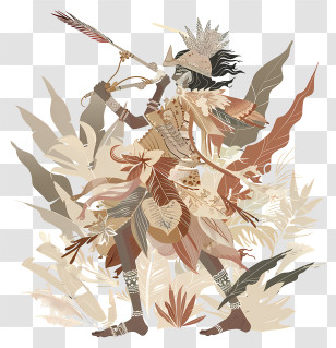 Gunungan Wayang - Tribal Figure With Spear Transparent PNG