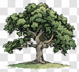 Oak Tree - Illustration Of A Majestic Oak Tree Transparent PNG