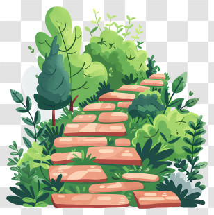 Brick Path - Scenic Garden Path With Greenery Transparent PNG