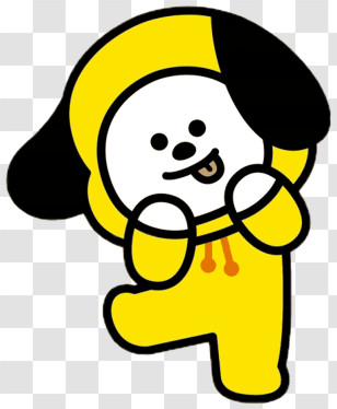 Kpop - Playful Cartoon Character In Yellow Onesie Transparent PNG