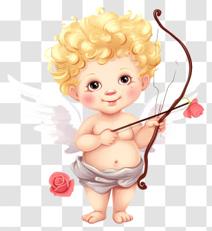 Cupid - Cute Cherubic Cupid With Bow And Arrow Transparent PNG