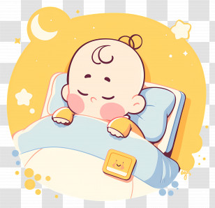 Baby Sleep Day - Sleeping Baby Under Moonlight Transparent PNG