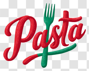 Pasta Logo - Pasta Script With Green Fork Transparent PNG