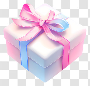 Mothers Day Gift - Beautiful Gift Box With Pastel Ribbon Illustration Transparent PNG