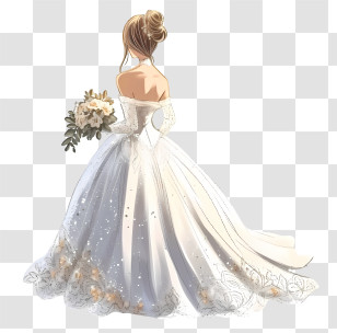 Cartoon Bride Dress - Bride In Wedding Dress Transparent PNG