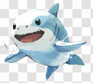 Baby Shark - Smiling Cute Cartoon Shark Illustration Transparent PNG