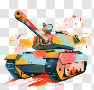 Cartoon Tank - Colorful Artistic Tank Illustration Transparent PNG