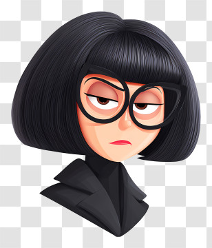 Edna Mode - Stylish Cartoon Character With Glasses Transparent PNG