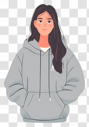 Woman In Hoodie - Girl In Grey Hoodie Transparent PNG