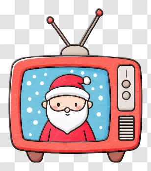 Santa Claus On Tv Screen - Santa On Retro TV Transparent PNG
