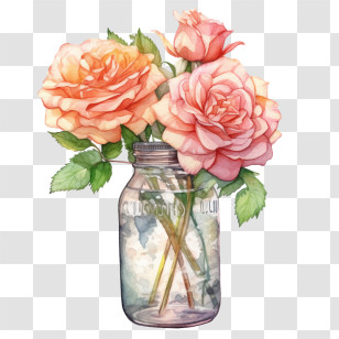 Ping Rose
 - Pink Roses In A Glass Jar Illustration Transparent PNG