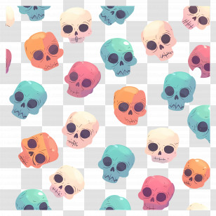 Cute Skulls - Soft Pastel Skull Pattern Graphic Transparent PNG