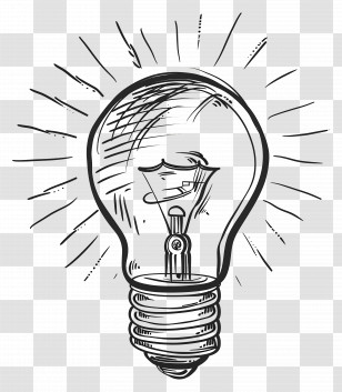 One Line Drawing - Creative Light Bulb Sketch Illustration Transparent PNG