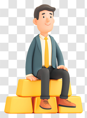 Businessman Sitting Gold Bars - Man Sitting On Gold Bars Transparent PNG