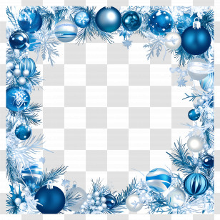 Christmas Frame Blue - Blue Christmas Frame With Ornaments Transparent PNG