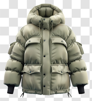 Winter Jacket - Green Puffer Jacket For Winter Transparent PNG