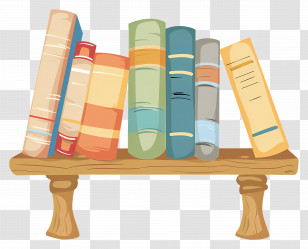 Books On Shelf - Small Wooden Shelf With Assorted Books Transparent PNG