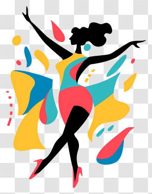Female Dancing Silhouette - Colorful Dancing Silhouette Transparent PNG