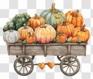 Pumpkins - Autumn Harvest Wagon With Pumpkins For Fall Decoration Transparent PNG