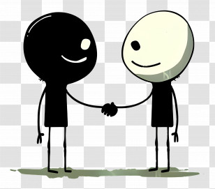 Stick Figure Shaking Hands - Stick Figures Handshake Cartoon Illustration Transparent PNG