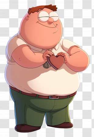 Peter Griffin - Cartoon Man Holding A Heart Illustration Transparent PNG