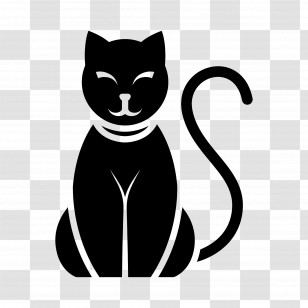Halloween Cat - Black Silhouette Of A Sitting Cat Transparent PNG