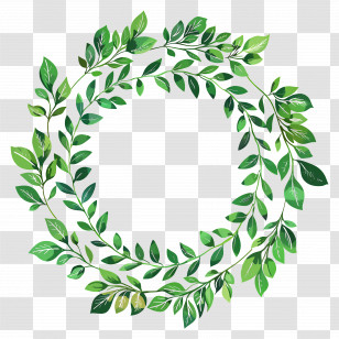 Green Leaf Wreath - Lush Green Circular Wreath Transparent PNG