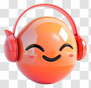 World Music Day - Smiling Emoji With Headphones Transparent PNG