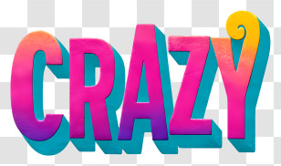 Crazy - Colorful Crazy Text Transparent PNG