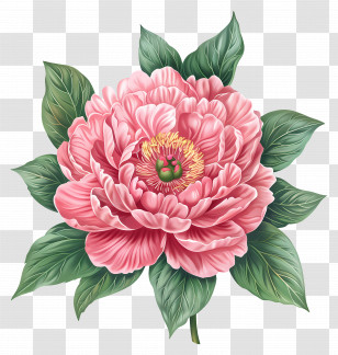 Pink Peony - Pink Flower Illustration Transparent PNG