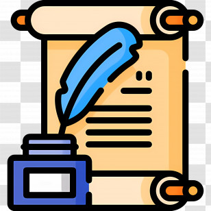 Feather Ink - Old Scroll And Quill For Writing Transparent PNG