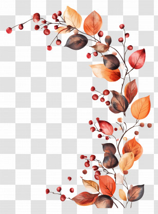 Autumn Garland - Autumn Leaf Branch Illustration Transparent PNG