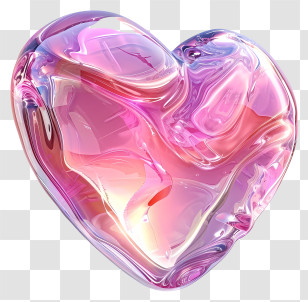 Pink Heart - Pink Glass Heart With Translucent Design Transparent PNG