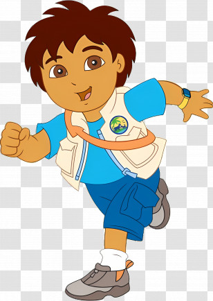 Cartoon Character - Boy In Adventure Outfit Running Transparent PNG