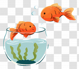 Goldfish Jumping - Goldfish Swimming In Bowl Transparent PNG