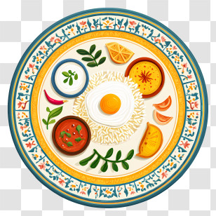 Biryani Platter - Decorative Plate With Artistic Food Arrangement Transparent PNG