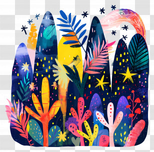 Forest - Colorful Fantasy Forest Transparent PNG