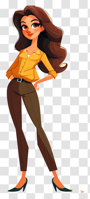 Slim Woman Cartoon - Stylish Cartoon Woman Transparent PNG
