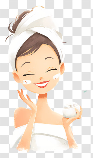 Applying Skincare Cream - Smiling Woman Applying Face Cream Transparent PNG