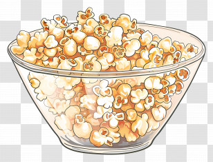 Bowl Of Popcorn - Glass Bowl Of Fresh Popcorn Transparent PNG