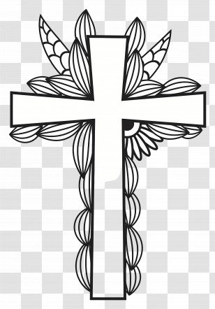 Christian Cross - Decorative Cross With Floral Design Transparent PNG