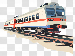 Train - Illustration Of Train On Railway Track Transparent PNG
